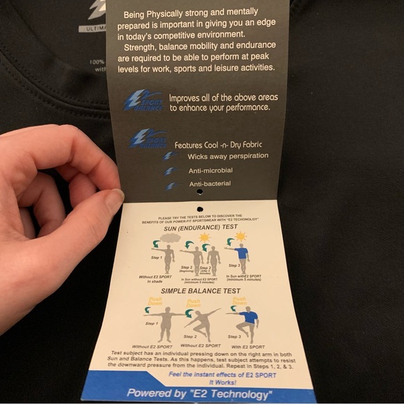 New E2 Sport Balance Moisture Wicking Shirt Size Large Black - Picture 2 of 4